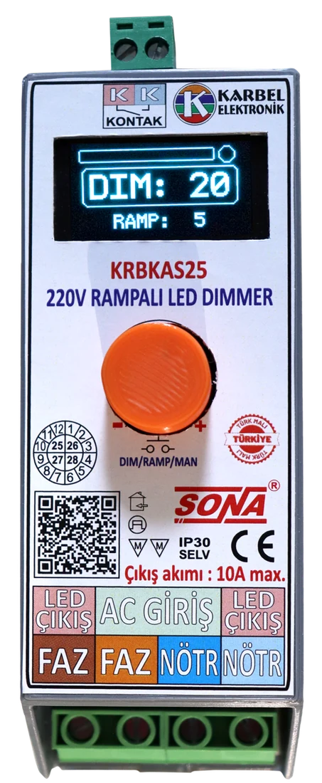 KRBKAS25-220VAC OLED RAMPALI DİMMER